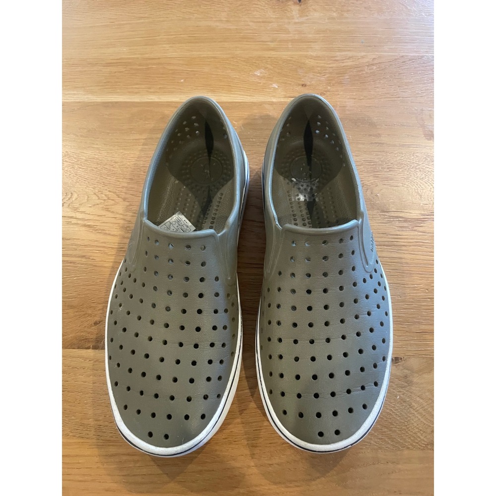 Native Shoes Miles Slip On Sneakers Olive Green Perforated Water Friendly EVA